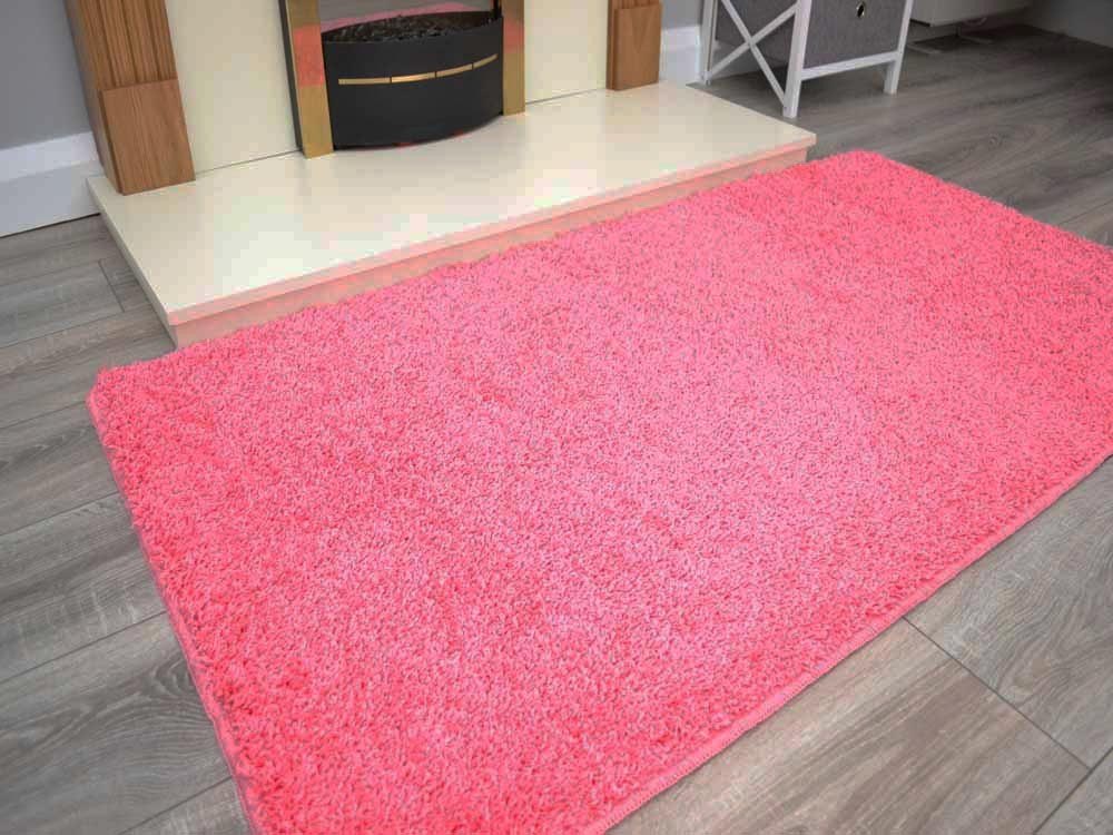 Baby Pink Husky Thick Shaggy Machine Washable Rug (Shaggy Rugs)