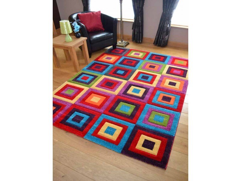 Candy Multicoloured Squares Design Rug