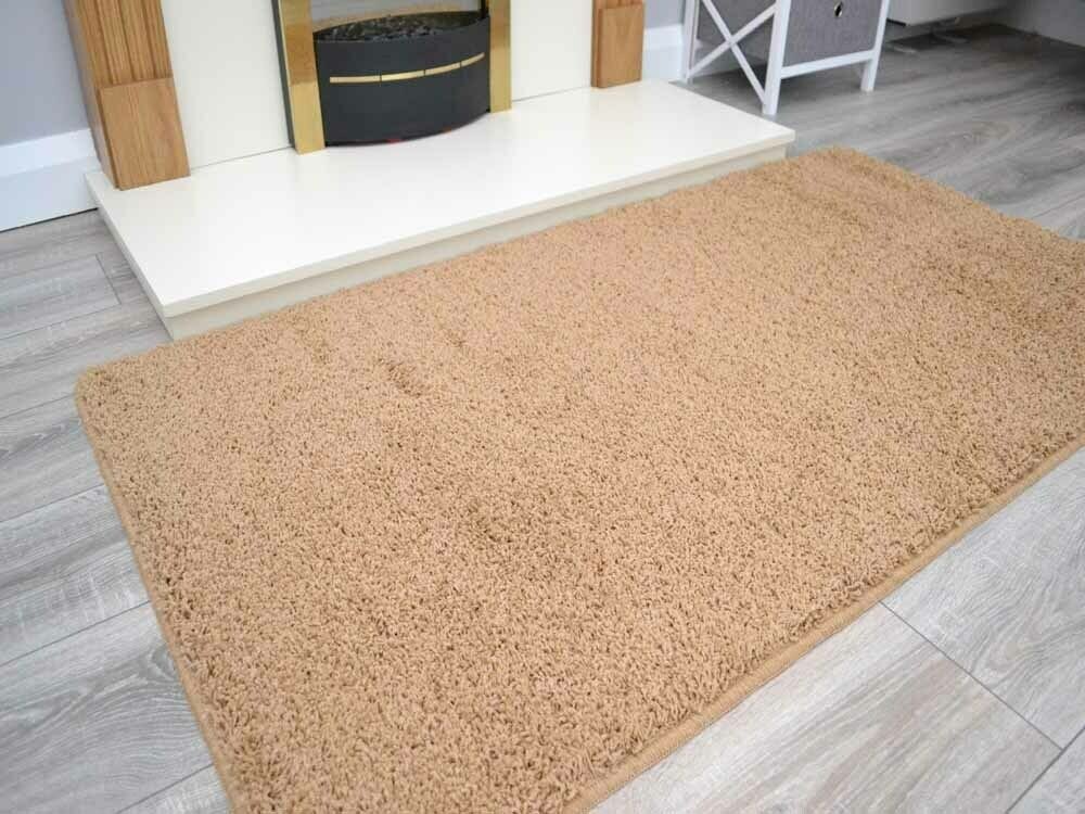 Coffee Husky Thick Shaggy Machine Washable Rug (Kitchen Rugs)