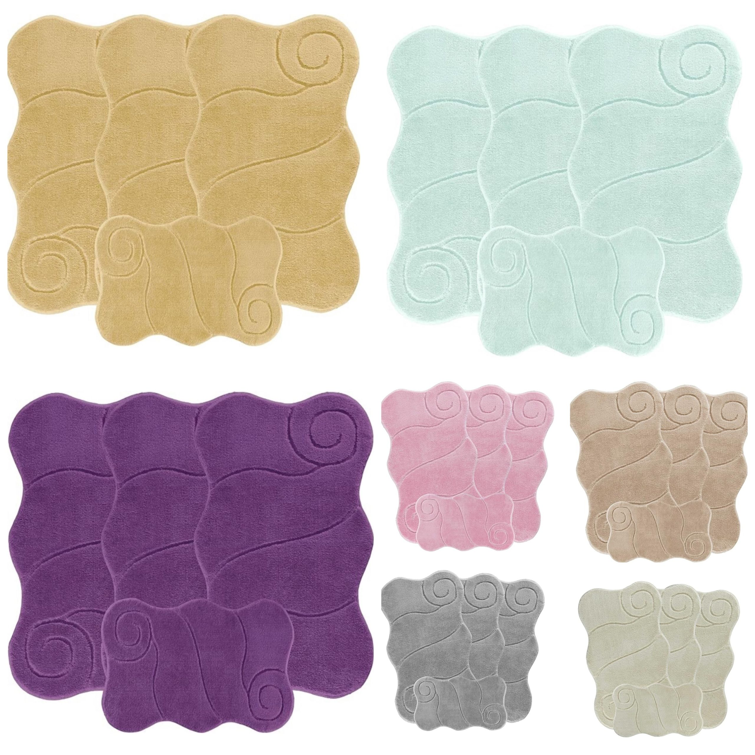 Floppy Microfibre 4 Piece Set Romany Mats Caravan Chalet Motorhome Thick Washable Rugs
