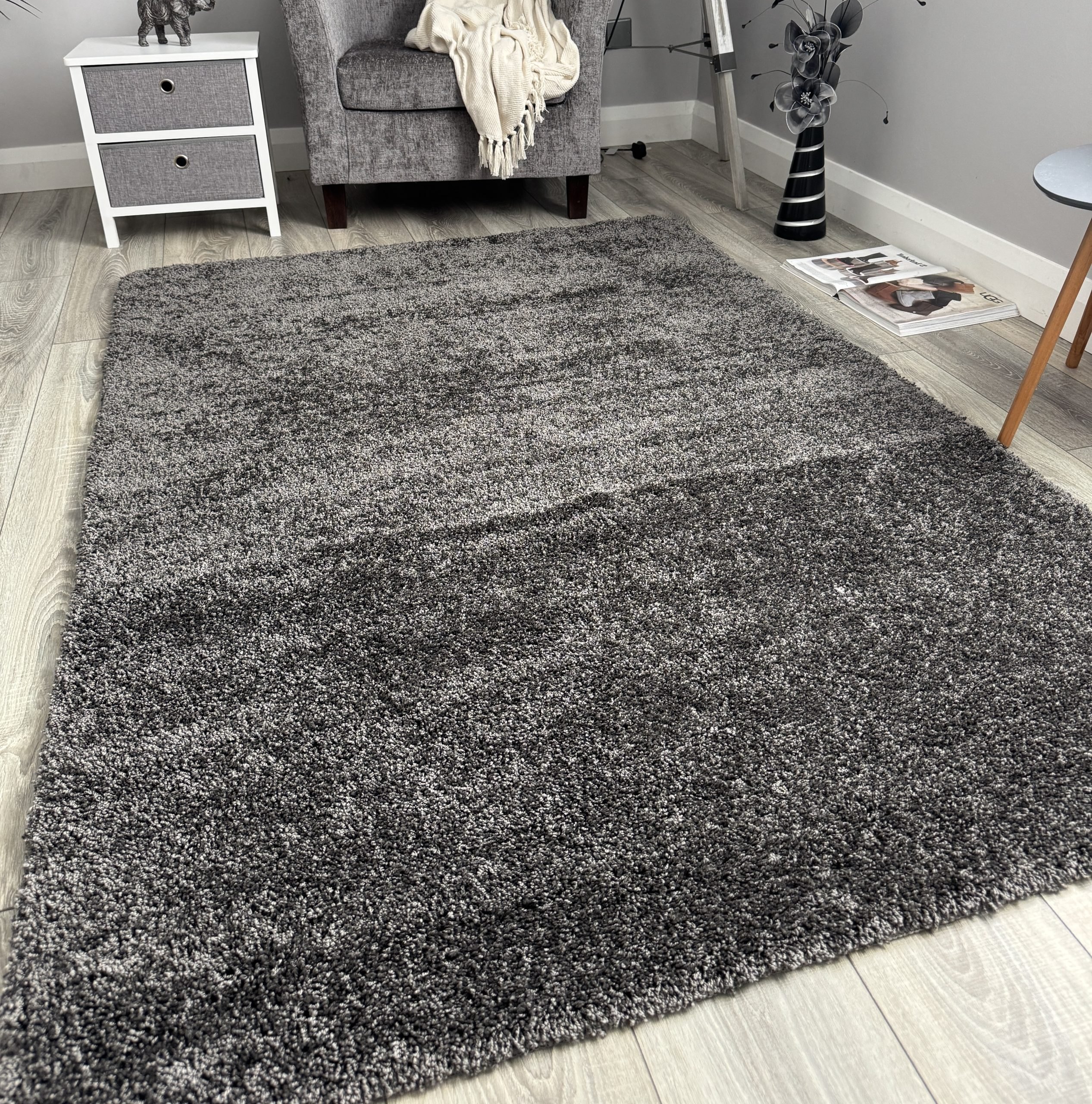 Grey Husky Thick Shaggy Machine Washable Rug (Bathroom - T0018)