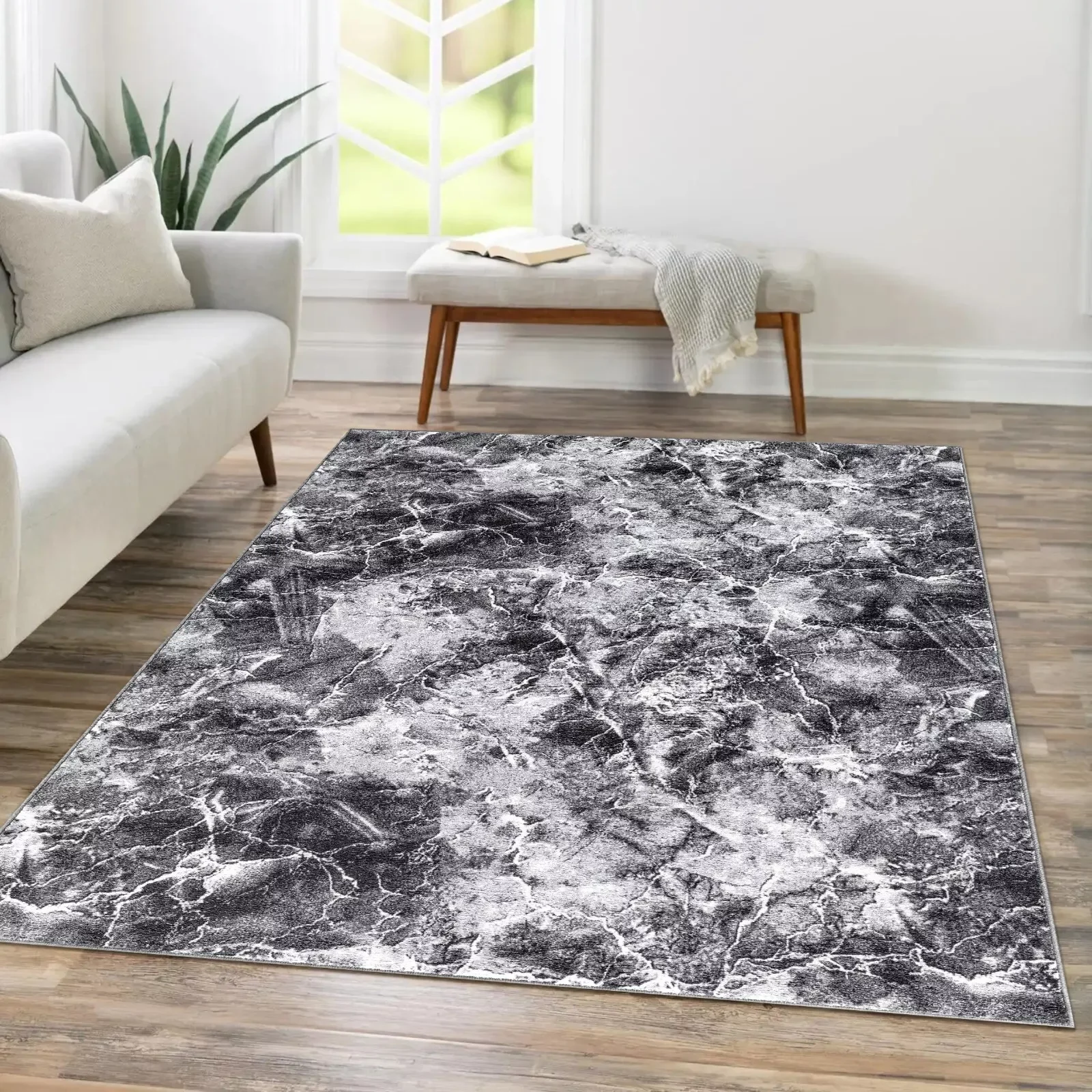 Grey Washable Marble Rug (Door Mats - M0022)
