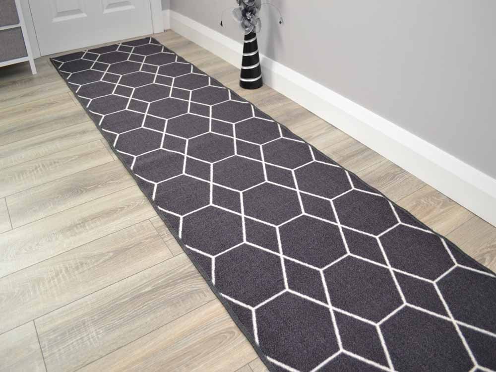 Riviera Hexagon Grey Cut To Length (Kitchen Rugs)