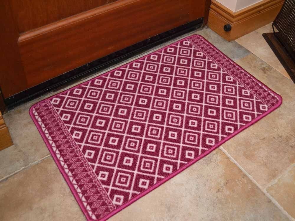 Riviera Purple Diamonds Non Slip Machine Washable Rug