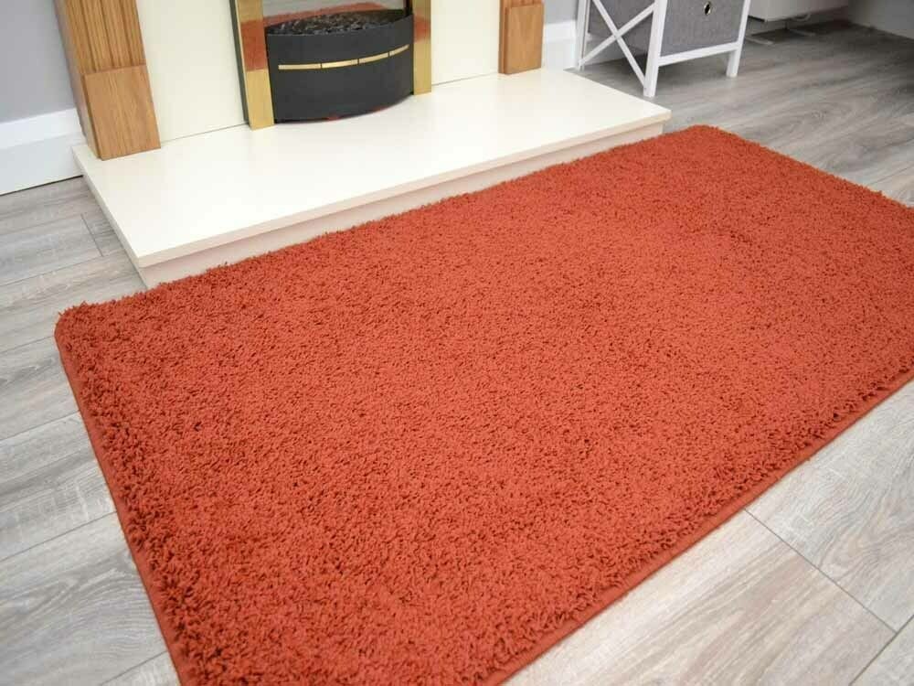 Rust Husky Thick Shaggy Machine Washable Rug (Kitchen Rugs)