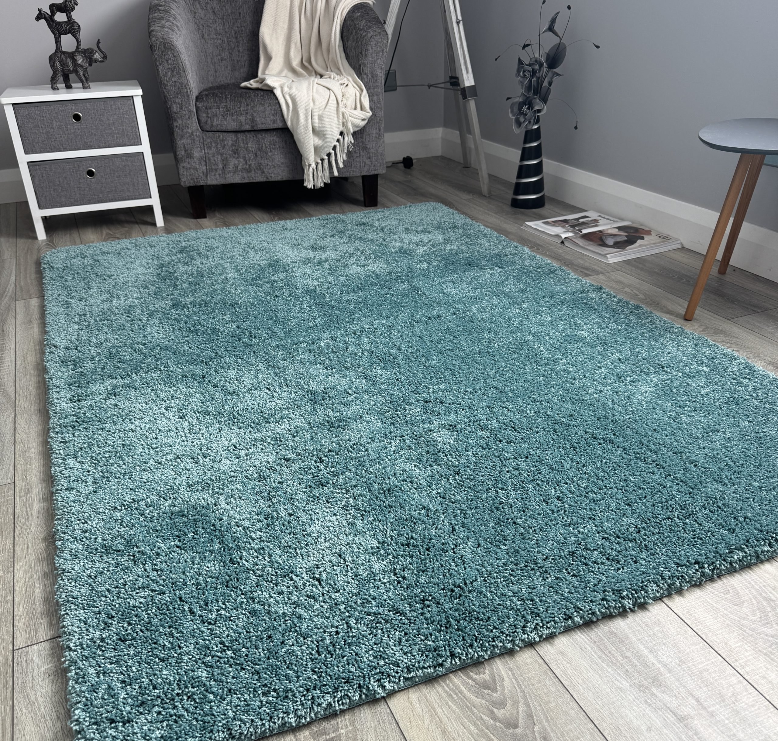 New Duckegg Husky Thick Shaggy Machine Washable Rug (Bathroom - T0035)