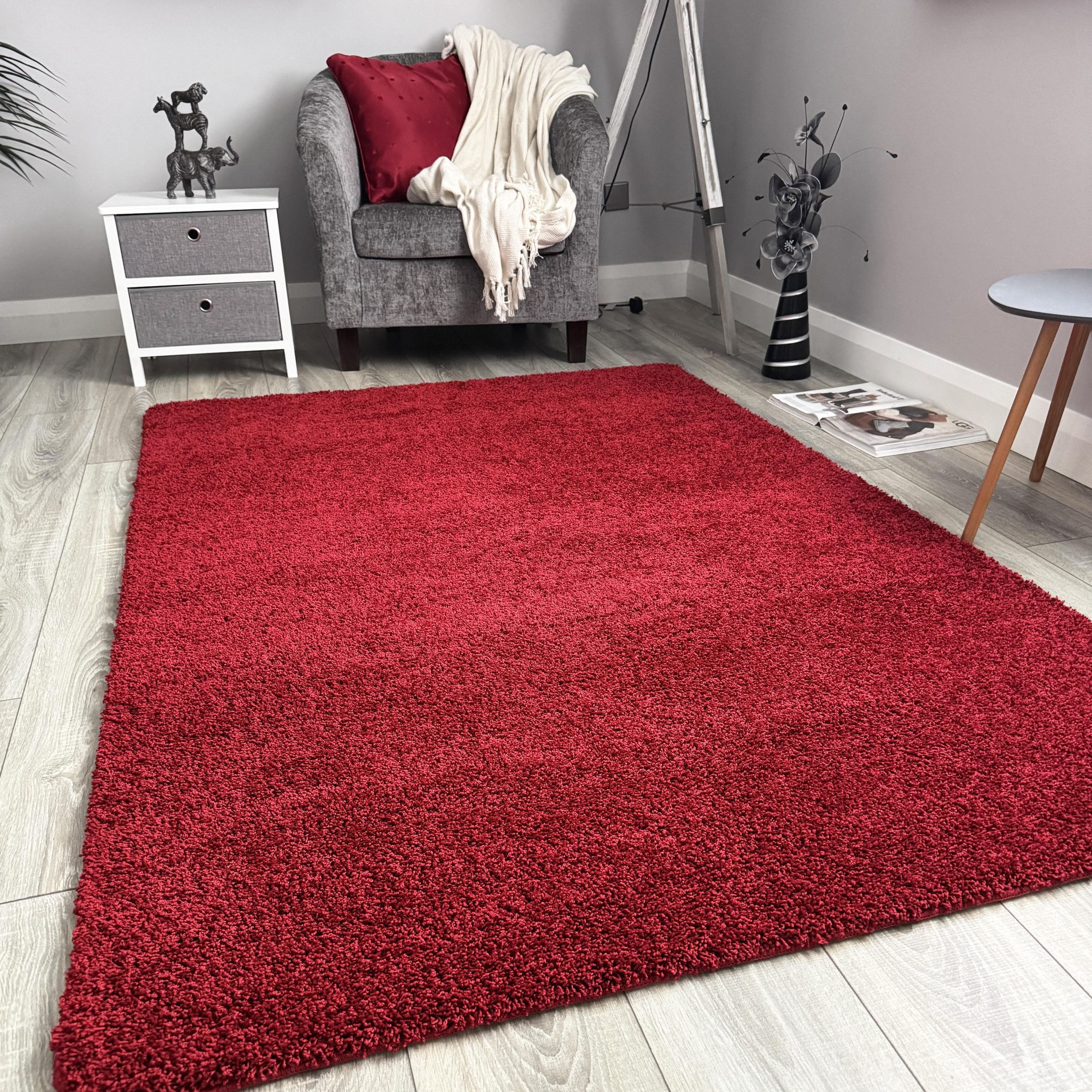 Red Husky Thick Shaggy Machine Washable Rug (Bathroom - T0043)