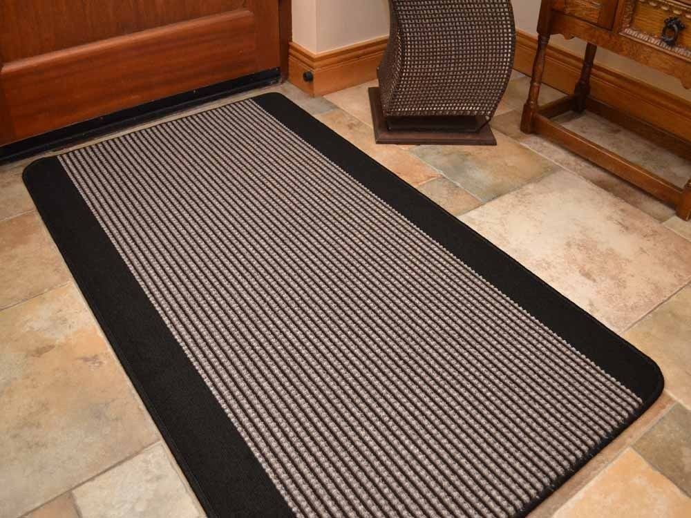 Ravenna Black Machine Washable Floor Rug (Door Mats - M0045)