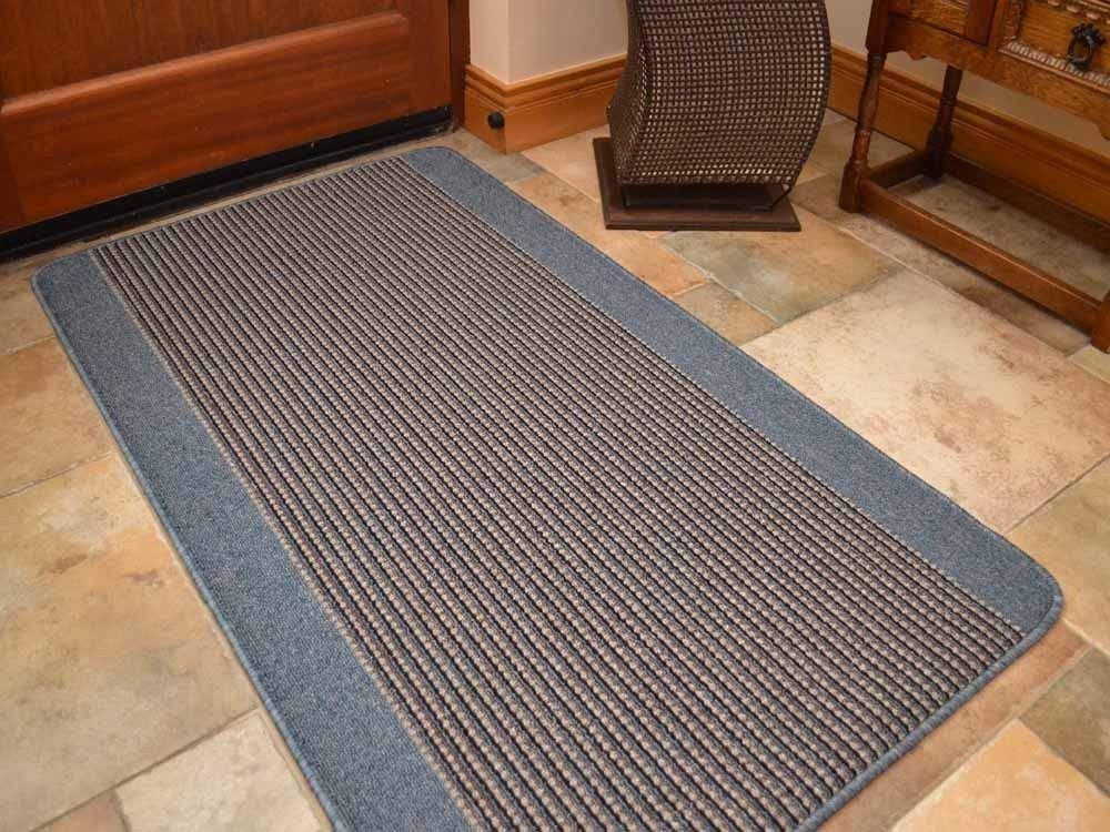 Ravenna Navy Blue Machine Washable Floor Rug (Door Mats - M0052)