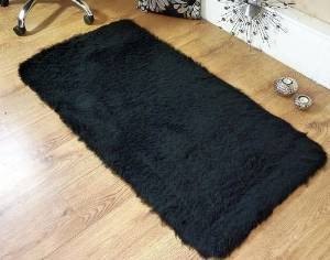 Black Faux Fur Sheepskin Style Rug
