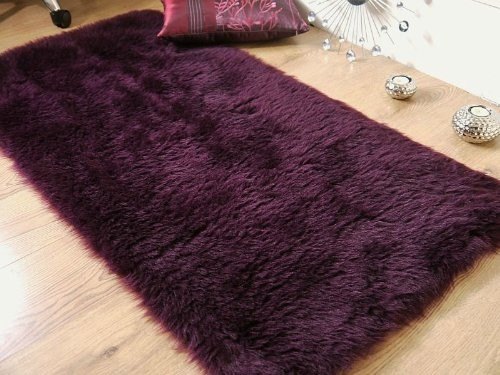Aubergine Faux Fur Sheepskin Style Rug