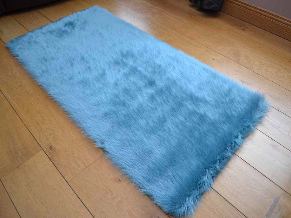 Duck Egg Faux Fur Sheepskin Style Rug