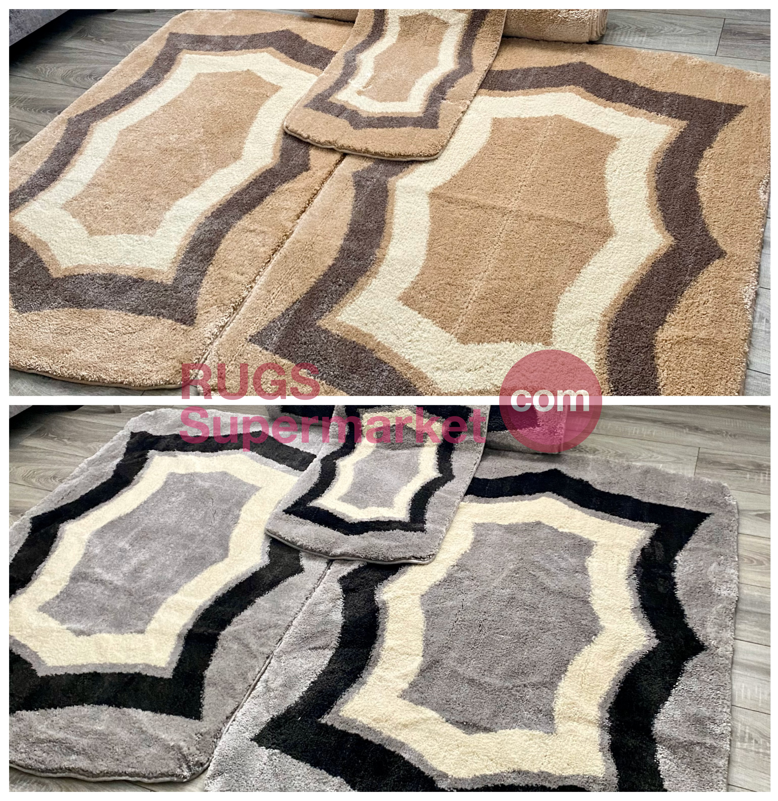 Zine Microfibre 4 Piece Set Romany Mats Caravan Chalet Motorhome Thick Washable Rugs