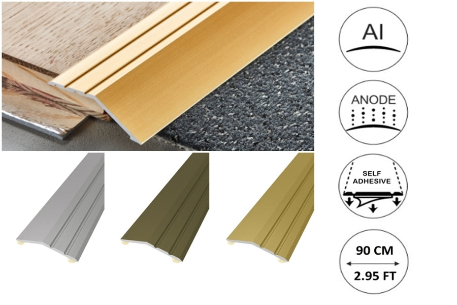 Aluminium Ramp Door Threshold Strip 900 MM Length Self-Adhesive Anodised Door Floor Bar Edge Trim IP11/S (Door Thresholds - ER090) #2797