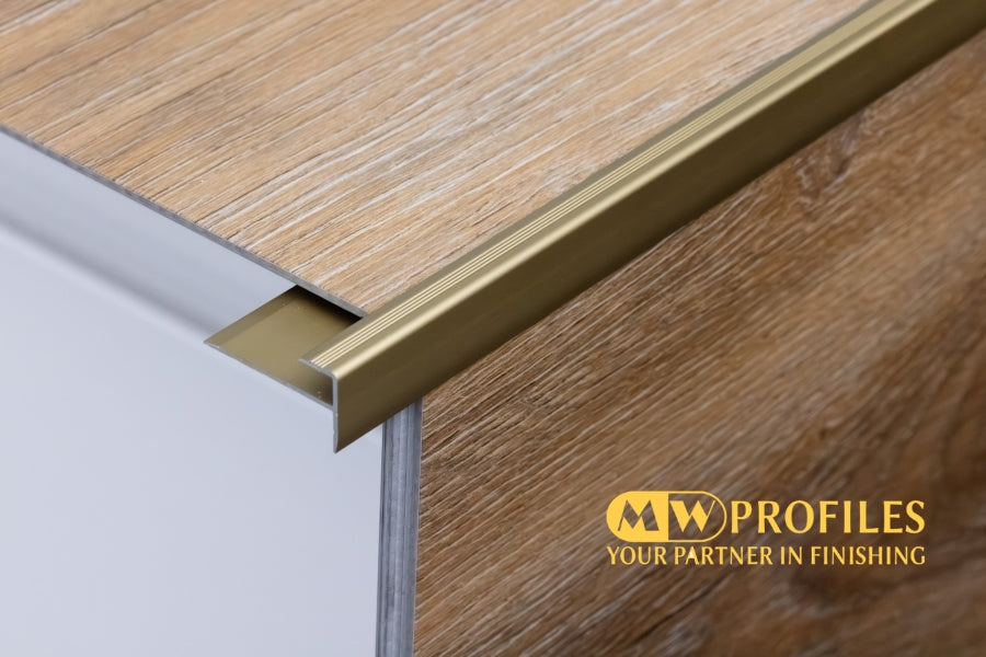 Aluminium Stair Nosing Outer Corner 5 MM x 900 MM Length Silver, Gold, Champagne- LVT F5
