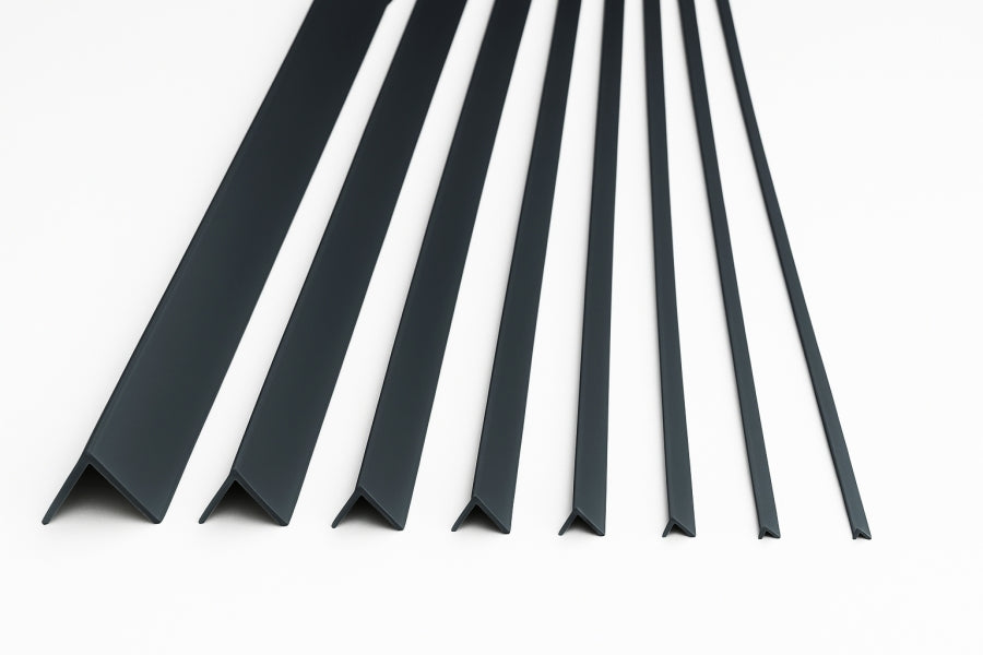 1m & 2.48m Length – Anthracite PVC Corner Angle Trim 90° Plastic Equal & Unequal RAL 7016 Edge Protector (LVT Profiles)