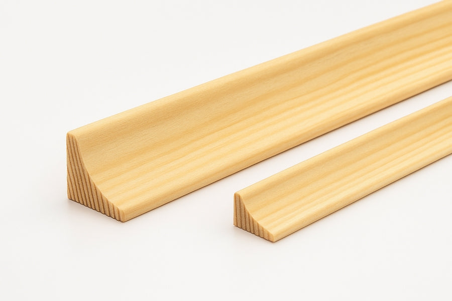 Pine Wood Scotia Trim 15x15 MM & 20x20 MM x 1 M & 2.4 M Length Natural Moulding Decorative Skirting Edge Strip (Quadrant Trims)