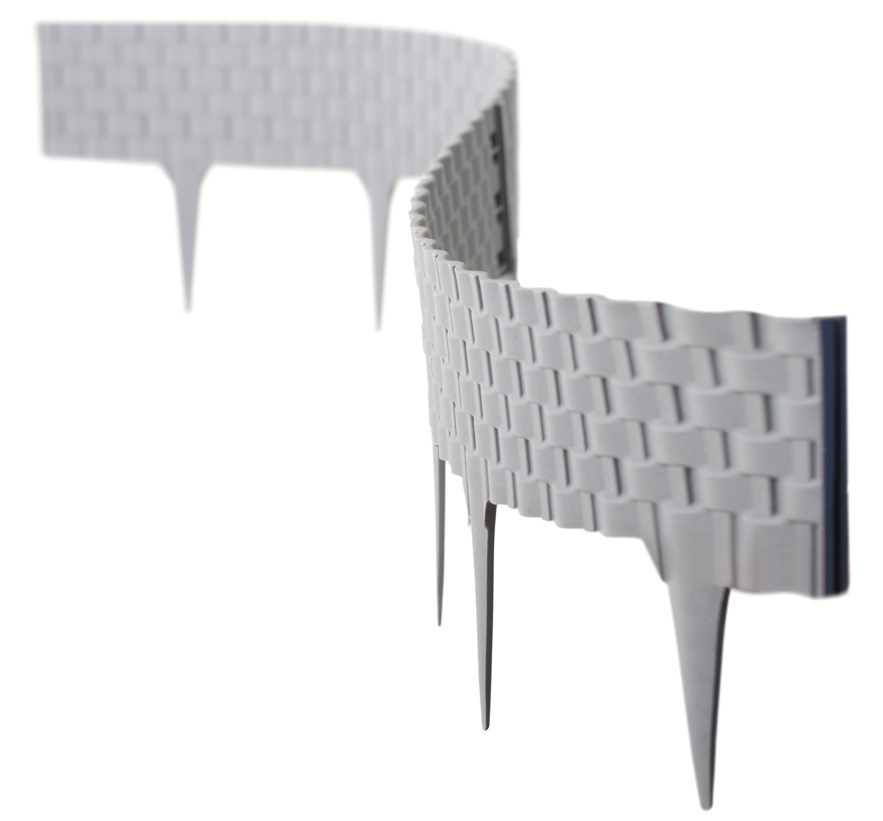 Lawn Edging, Plastic Palisade Rattan Effect, 2.4m, Gray