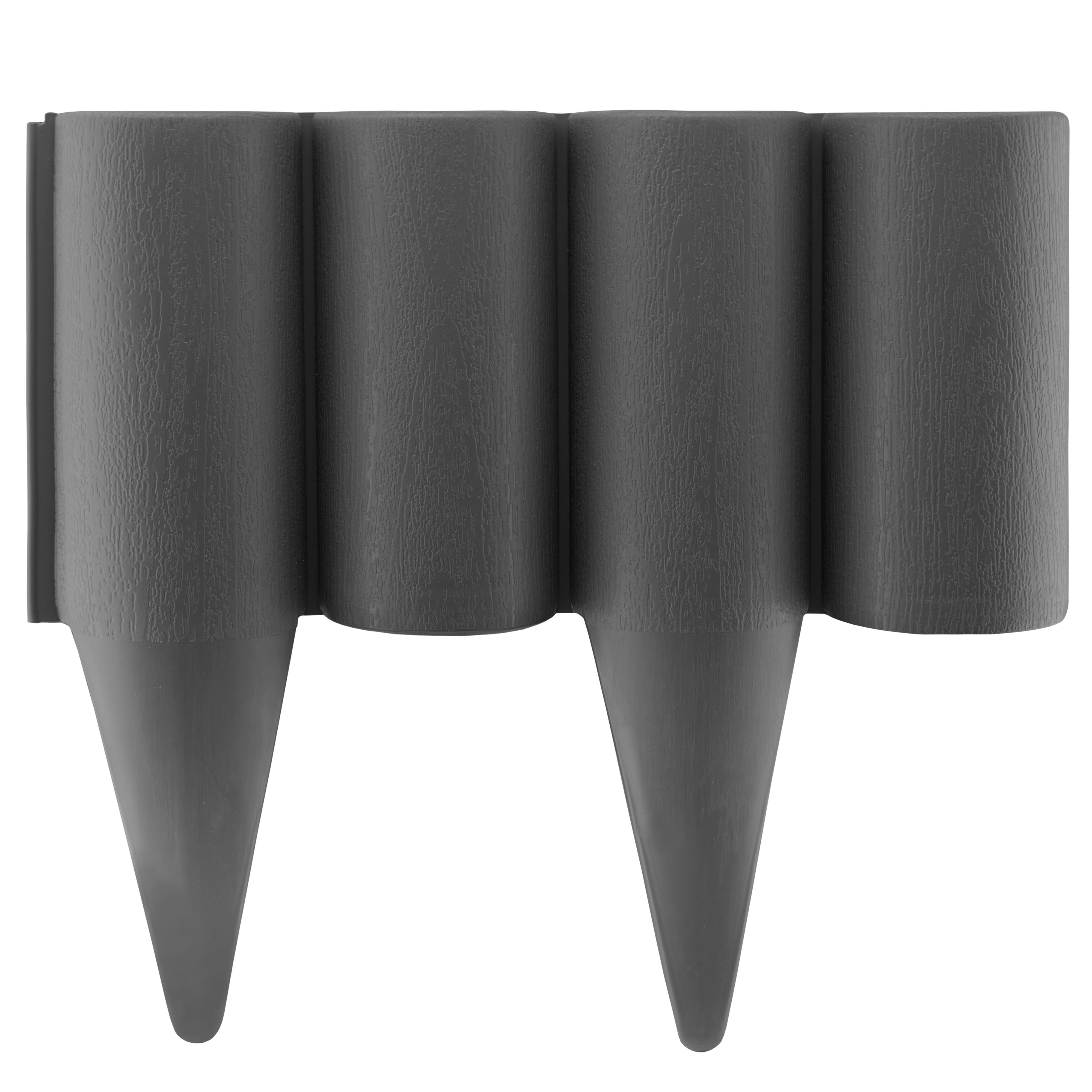 Lawn Edging, Plastic Palisade Wood Effect, 2.5m Box, Gray (Lawn Edging)