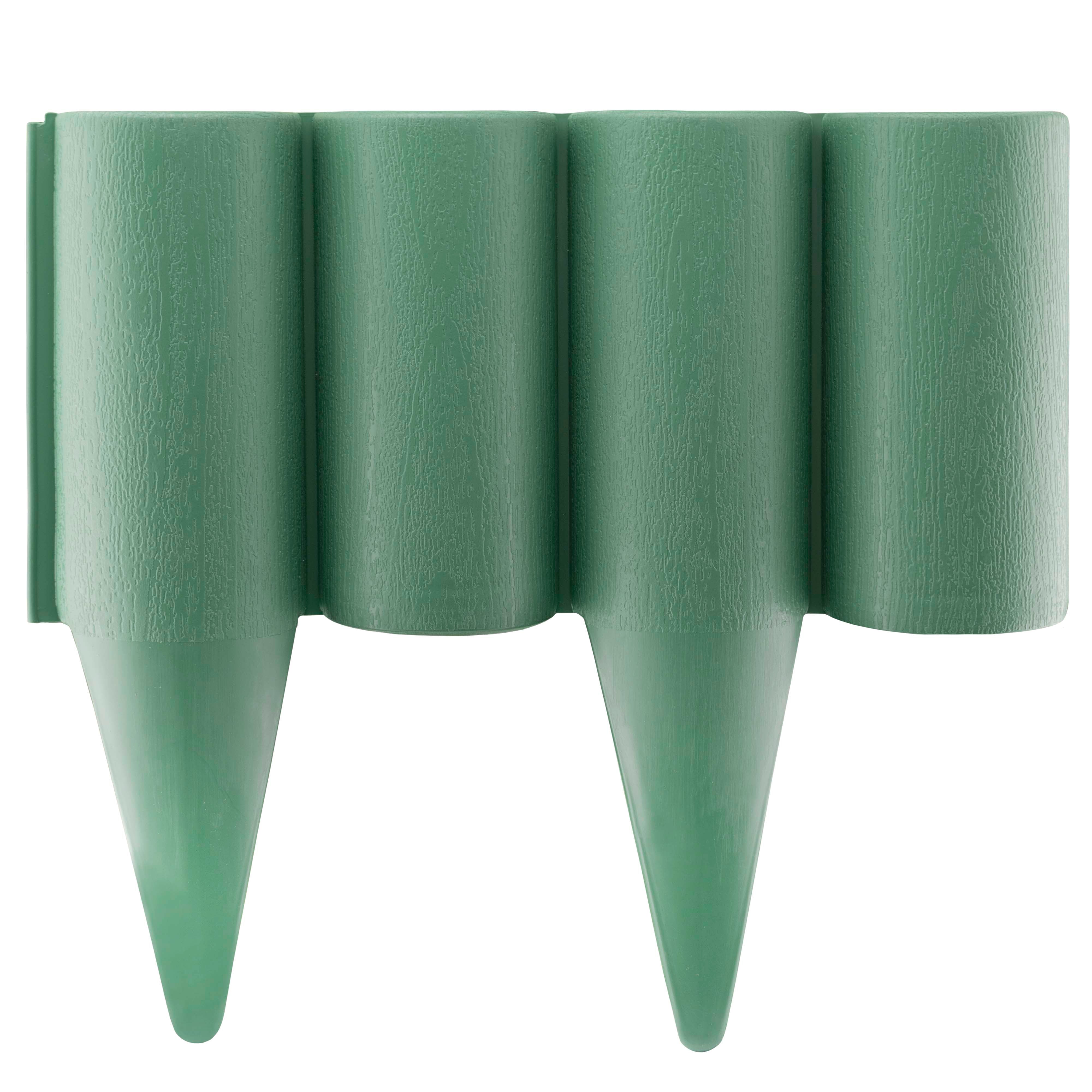 Lawn Edging, Plastic Palisade Wood Effect, 2.5m Box, Green