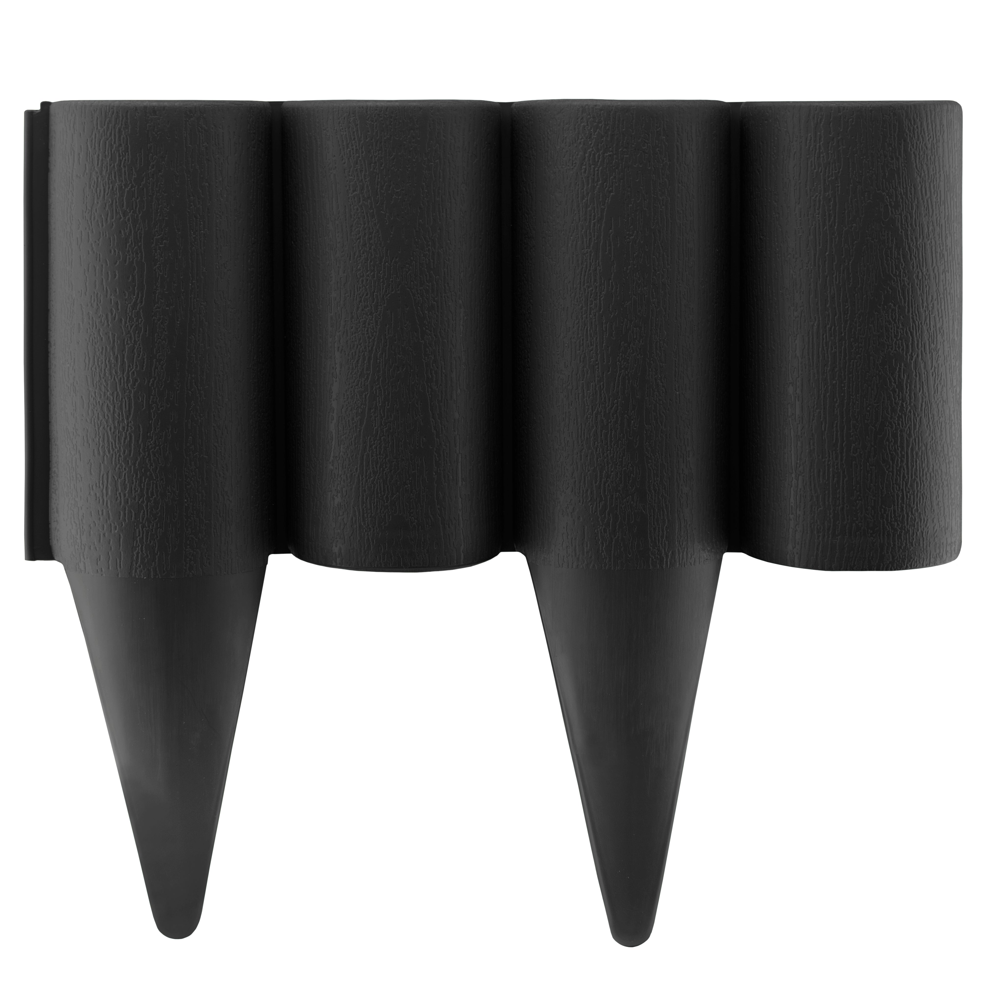 Lawn Edging, Plastic Palisade Wood Effect, 2.5m Box, Black (Lawn Edging)