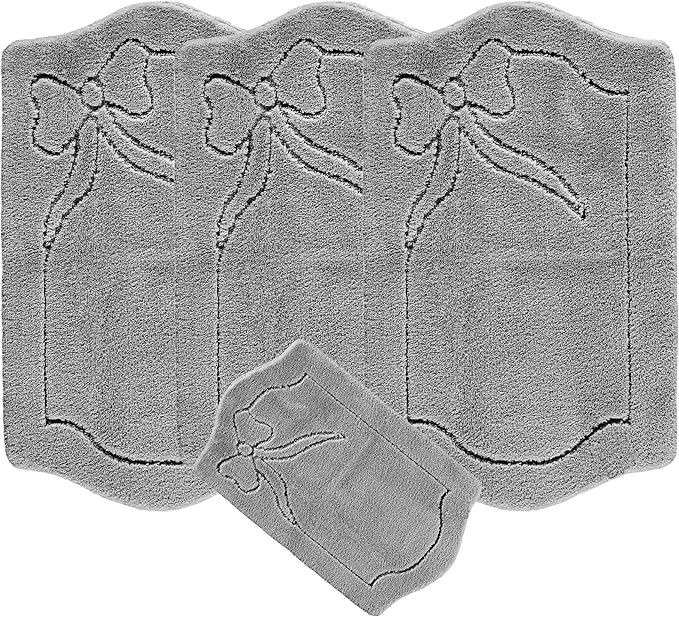 Leafy Microfibre 4 Piece Set Romany Mats Caravan Chalet Motorhome Thick Washable Rugs Available in 4 Colours