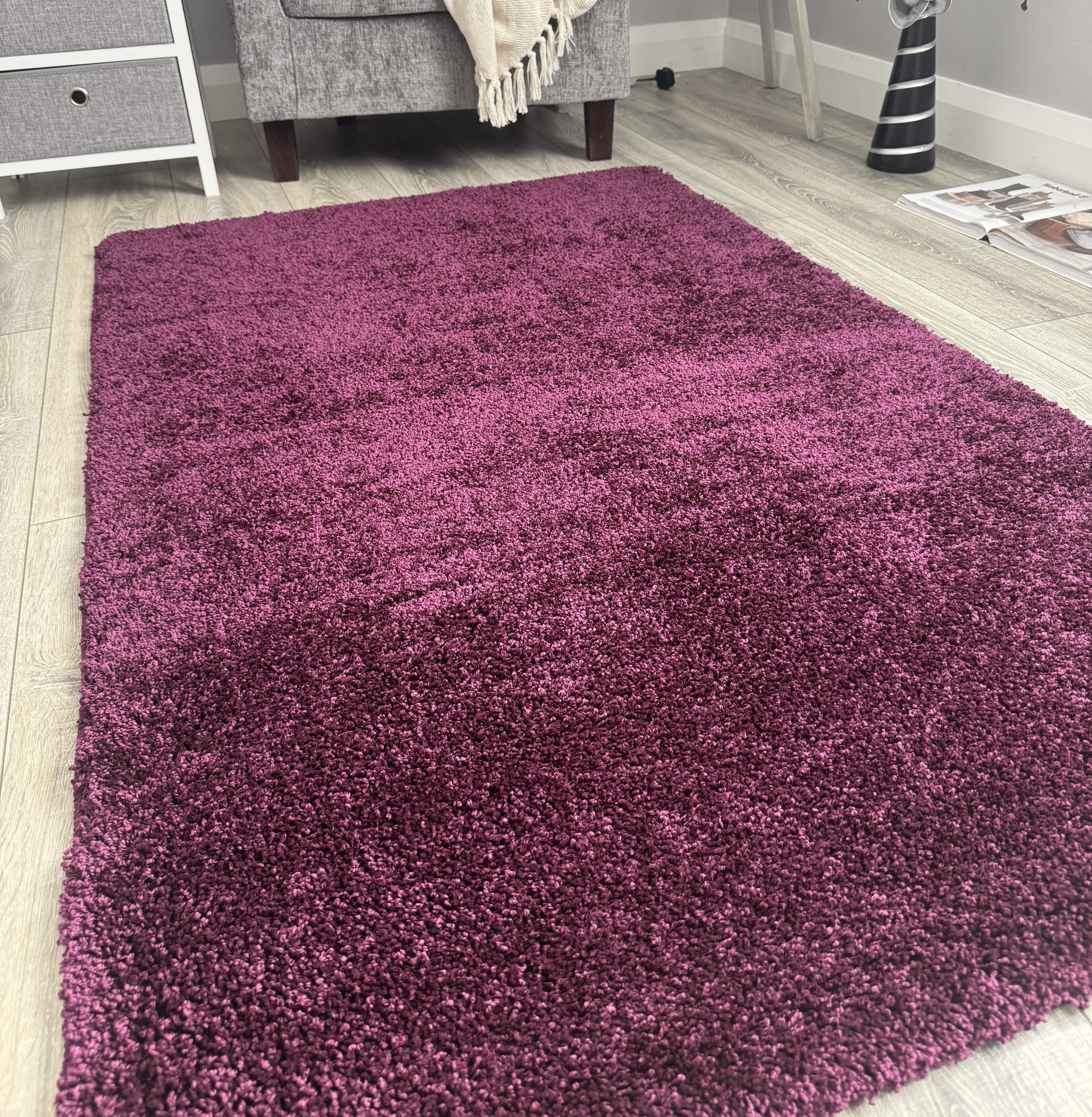 New Burgundy Husky Thick Shaggy Machine Washable Rug (Bathroom - T0032)
