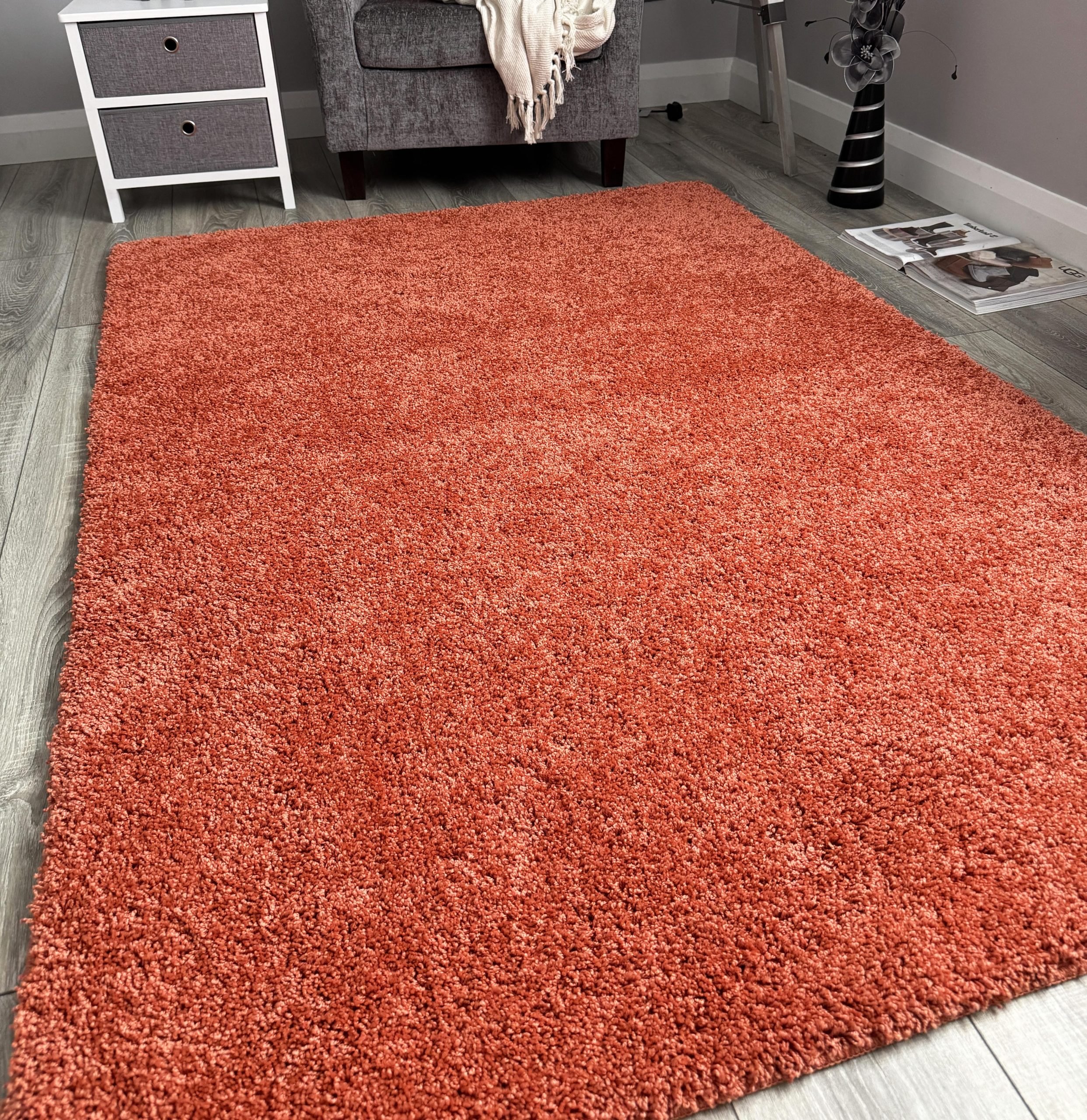 New Terracotta Husky Thick Shaggy Machine Washable Rug (Bathroom - T0038)