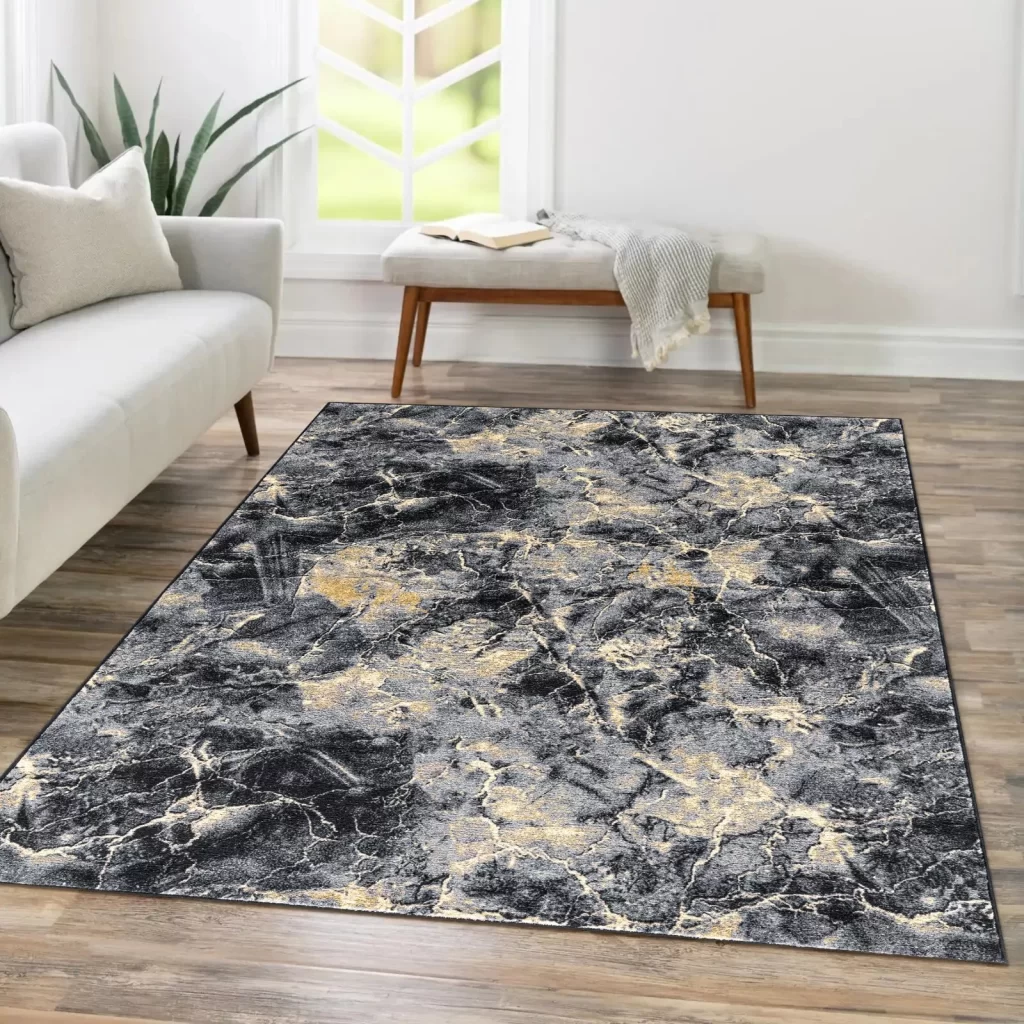 Ochre Washable Marble Rug (Door Mats - M0035)