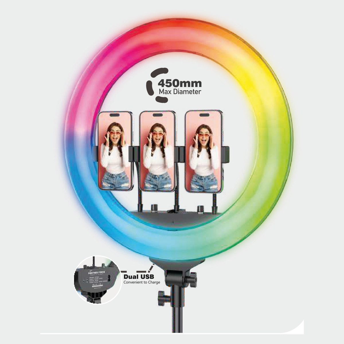 Panther Force 18" RGB LED Soft Ring Light with Remote