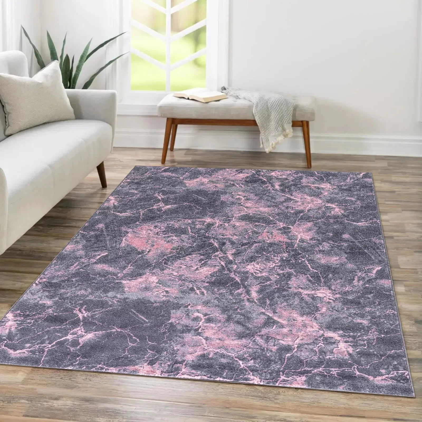Pink Washable Marble Rug (Door Mats - M0041)