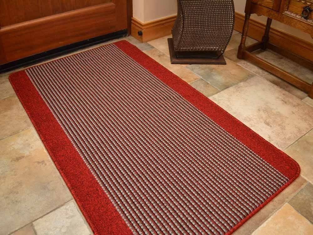 Ravenna Red Machine Washable Floor Rug (Kitchen Rugs)