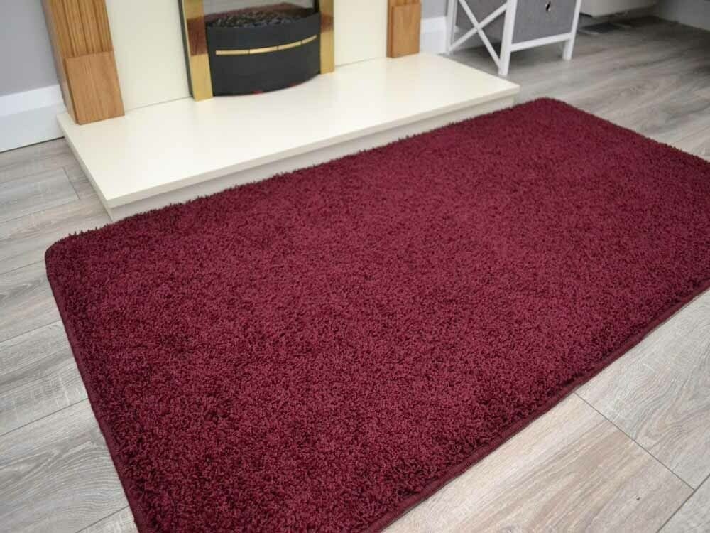 Wine Husky Thick Shaggy Machine Washable Rug (Shaggy Rugs)